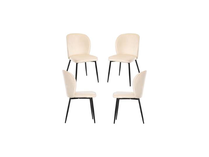 4er Set Teile Samt Stühle - Beige