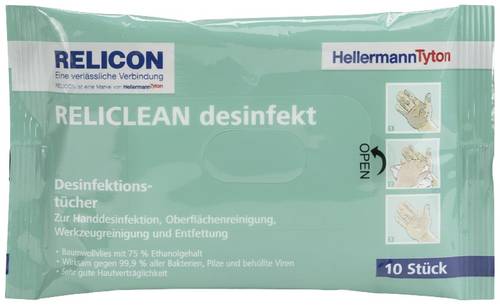 HellermannTyton Feuchttücher Reliclean_desinfect CO-WH 1PAK=10Stk.