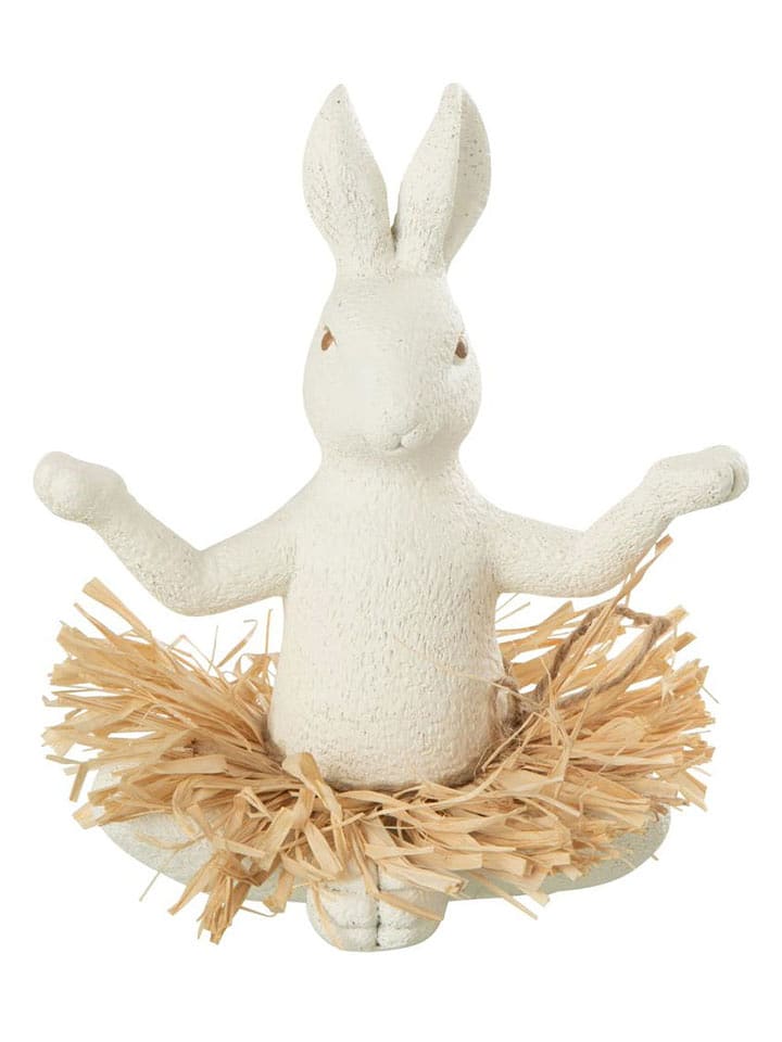 J Line Dekofigur "Yoga Hase" in Weiß - (H)21 x Ø 19,5 cm - onesize