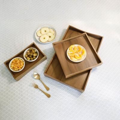 Value Selection Flavio Acacia Wood Serving Tray Set With 3 Nesting Serving Platters Flavio Acacia Wood Serving Tray Set With 3 Nesting Serving Platters