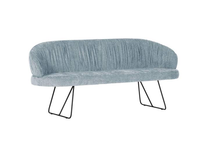 Novel Sitzbank, Hellblau, Metall, 202x88x65 cm, Stoffauswahl, mit Rückenlehne, Esszimmer, Bänke, Sitzbänke, Sitzbänke mit Lehne