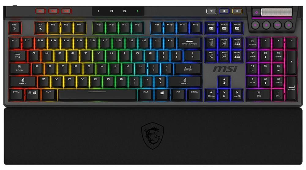 MSI STRIKE PRO Wireless Silent gaming toetsenbord - draadloos (2,4 GHz + Bluetooth) - mechanisch - RGB-verlichting - met polssteun - CZ+SK toetsenbordindeling