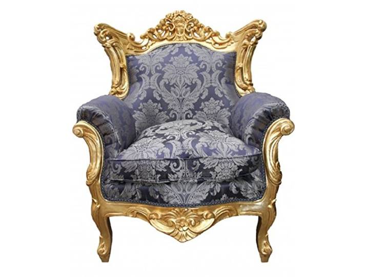 Casa Padrino Barock Sessel 'Al Capone' Mod2 Royal Blau Muster/Gold