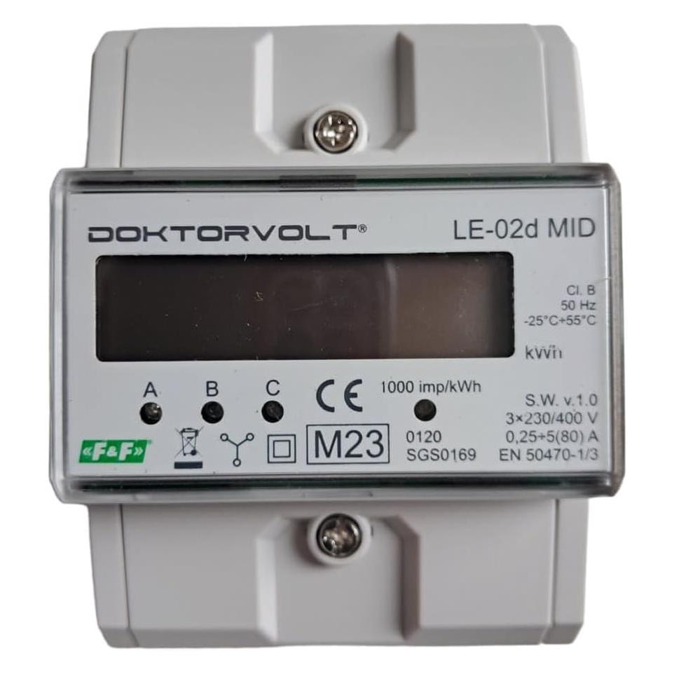 F&R Stromzähler 3-phasig MID 63A 230/400V kompatibel mit LCD-Display LE-02D (LE-02D)