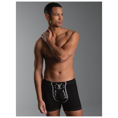 Boxer TRIGEMA "TRIGEMA Pants mit Hirsch", Herren, Gr. XL, 1 Stk., schwarz, 95% Baumwolle, 5% Elasthan, Unterhosen Unterhose Boxershort Unterwäsche