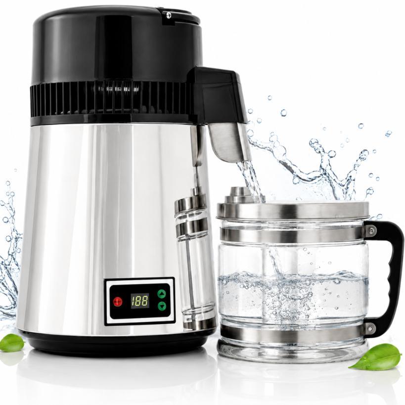Wasserdestilliergerät 4L DW004 Elektrisch mit Luftkühlung - 4000 ml Destilliergerät für Wasser aus Edelstahl
