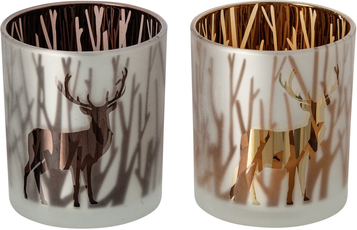 J-Line Kaarshouder Hart Bruin/Donkerbruin Glas Small - 2 stuks