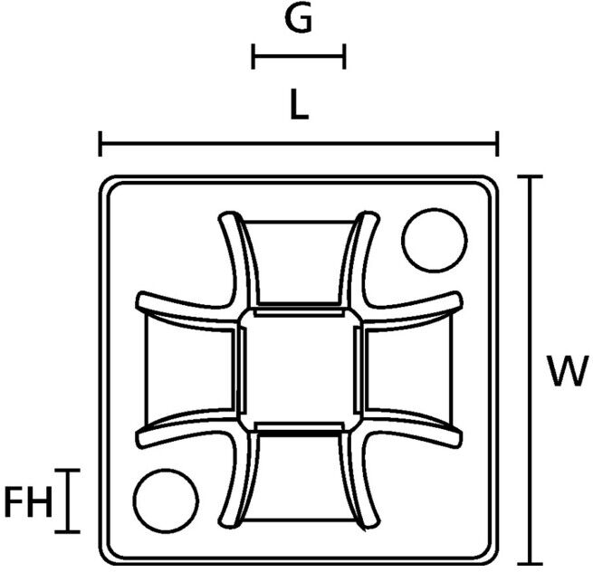 Hellermann Tyton Support de fixation socle adhésif QM30APT-A-PA66-BK 30x30mm (151-02974)