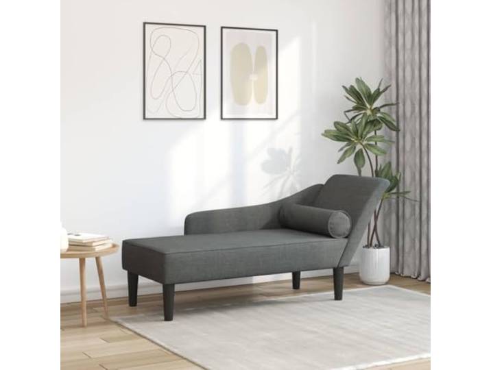 KGCRYUWED Chaiselongue Dunkelgrau Recamiere Stoff Relaxliege Inklusive Kopfkissen, Robuster Massivholzrahmen, Ergonomische Form