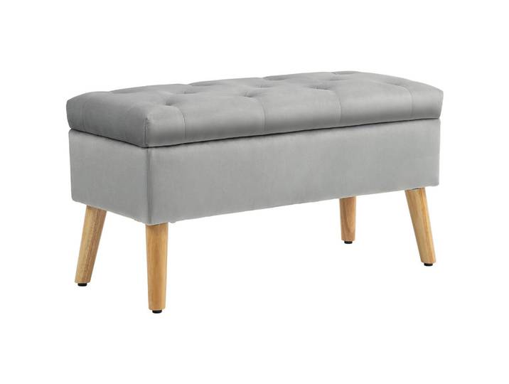 Homcom Truhenbank Samtoptik Grau, Kunststoff, 35x40x80 cm, Esszimmer, Bänke, Sitzbänke