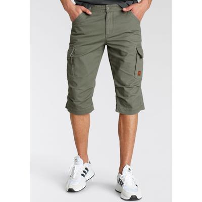 Bermudas BRUNO BANANI, Herren, Gr. 36, Länge 32, grün (olivgrün), Denim/Jeans, Obermaterial: 100% Baumwolle, schmal knieumspielend, Hosen Bermudas, schmale Passform, gerade Beinform, mit Cargotaschen