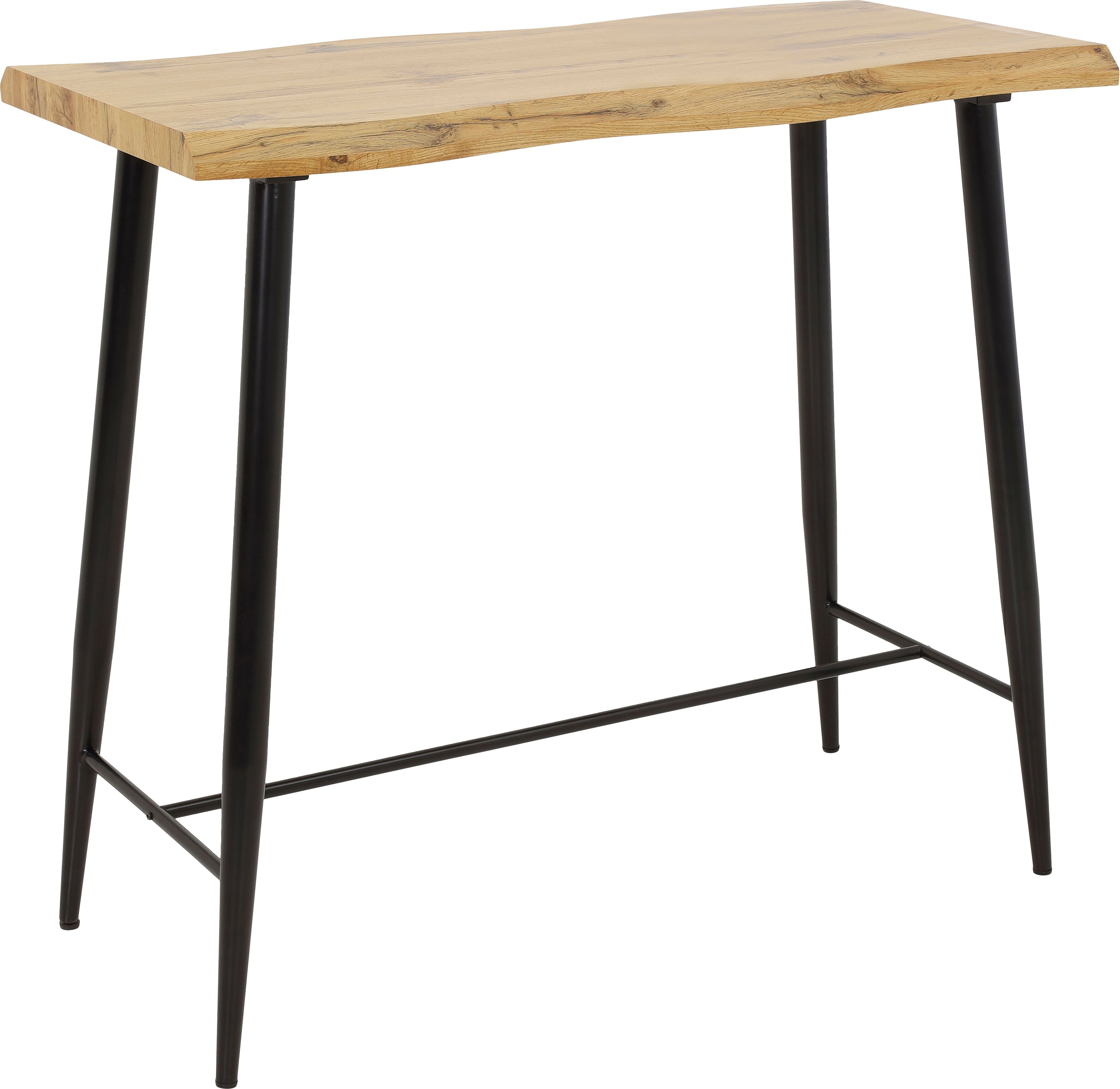 Bartisch HELA "GABI", braun (wildeiche, schwarz, schwarz, wildeiche), B:120cm H:108cm T:60cm, Tische, Bartisch, Baumkantentisch, 120 cm Breite, Industrial Design, Wildeiche oder Grau wildeiche, schwarz, schwarz, wildeiche B/H/T: 120cm x 108cm x 60cm