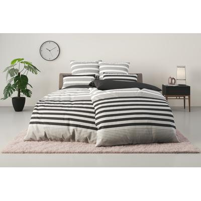 Bettwäsche OTTO HOME "Majoran in 135x200, 155x220 cm u.a. Bettwäsche-Set mit Streifen", anthrazit, B/L: 155cm x 220cm, 1 Stk., 1 Stk., Satin, B/L: 80cm x 80cm, 2, Satin, Obermaterial: 100% Baumwolle, Bettwäsche, Bettwäsche, gestreifte Bettwäsche in...