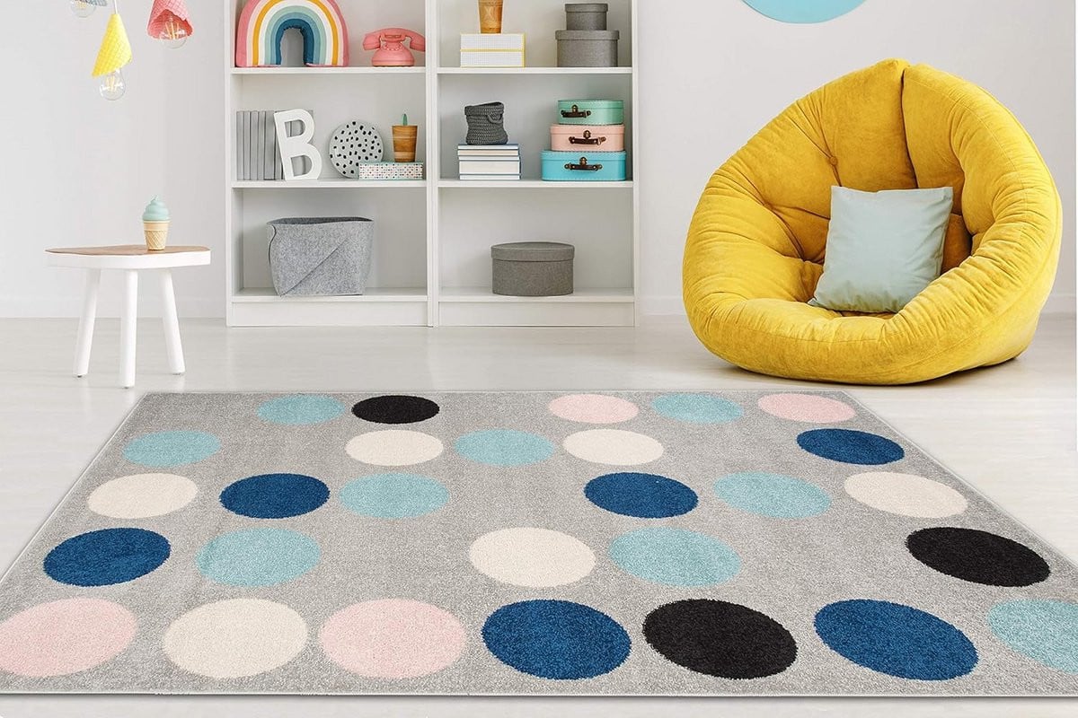 Zacht Kinder Vloerkleed Grijs Turkoois 120 x 170 cm