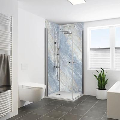 BREUER Duschrückwand Marmoroptik Seidenmatt Blau 210 x 125 cm 9482574000213