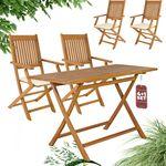 CASARIA Gartenmöbel Set Holz Klappbar FSC- / SVLK- zertifiziert inkl. Auflagen Akazie Teak Garten Balkon Terrasse 125x60cm Sitzgruppe Wetterfest Out