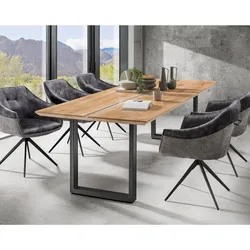 Massivholz »Epoxid« Tabula Rasa Esstisch Schweizer Kante 180x100 cm / Epoxid-Harz Schwarz