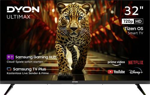 Dyon Ultimax 32H-TI-W LED-TV 80 cm 32 Zoll EEK F (A - G) DVB-C, DVB-S2, DVB-T, DVB-T2, HD ready, Smart TV, WLAN Schwarz