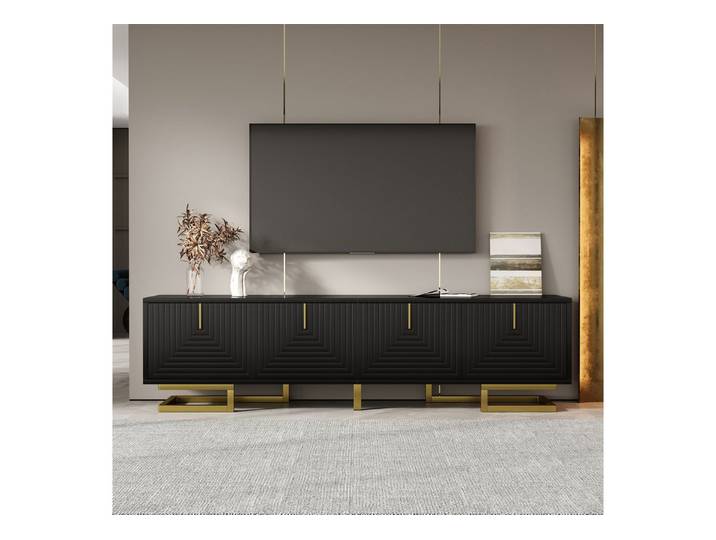 Fine Life Pro TV-Schrank Lowboard / TV‑Schrank / TV‑Lowboard goldene Griffe und goldene Beine