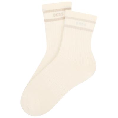 Socken BOSS "2P QS Lurex Log CC W", Damen, Gr. 35-38, beige (open weiß 119), Baumwollmischung, elastisch, Socken Socken