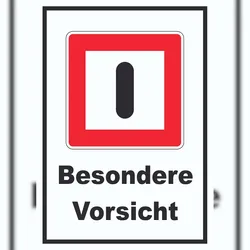 HB-Druck Gebot besondere Vorsicht walten zu lassen Schild mit Text A4 (210x297mm)