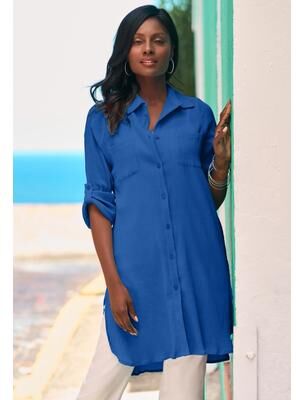 Plus Size Women's Gauze Mega Tunic by Jessica London in Dark Sapphire (Size 14 W)
