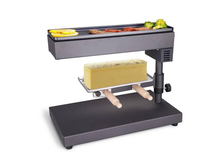 Nouvel Raclette-Grill, Schwarz, Metall, 21x29x38 cm, Temperaturregler, Ein/Aus-Schalter, regelbarer Thermostat, rutschfeste Füsse, Fettauffangschale, Tischgrills & Fondues, Raclette-Grills