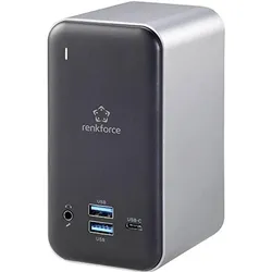 Renkforce USB-C Dock Notebook Dockingstation (USB-C, 13 Ports), Dockingstation + USB Hub, Schwarz, Grau