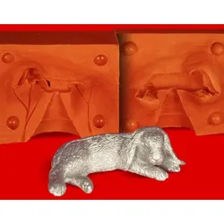 Zinn Giessform Hase liegend - Silikonform hitzebeständig - benötigt ca. 70g Reinzinn