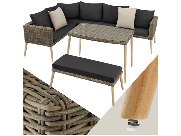 Rattan Lounge mit Aluminiumgestell Pula - natur
