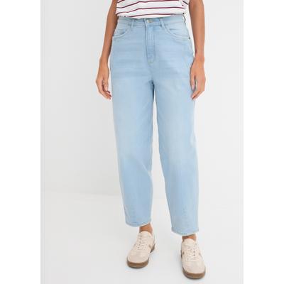 Loose-fit-Jeans BONPRIX, Damen, Gr. 44, N-Gr, hellblau denim (länge: regulär), Obermaterial: 98% Baumwolle, 2% Elasthan, loose fit, Jeans, Loose Fit, Barrel Jeans Schnitt, 5-Pocket-Style, mit Elasthan-Anteil