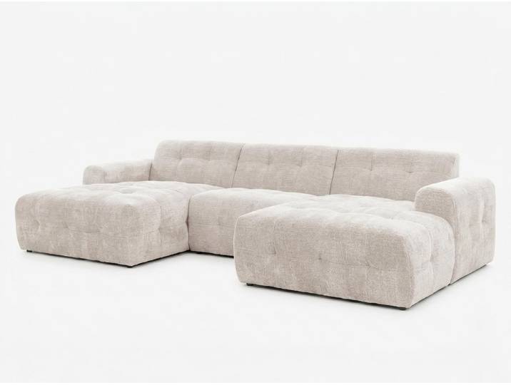 Xlmoebel Wohnlandschaft Beiges U-förmiges Stoffsofa für modernes Wohnen mit Kissen, 1 Teile, Made in Europa