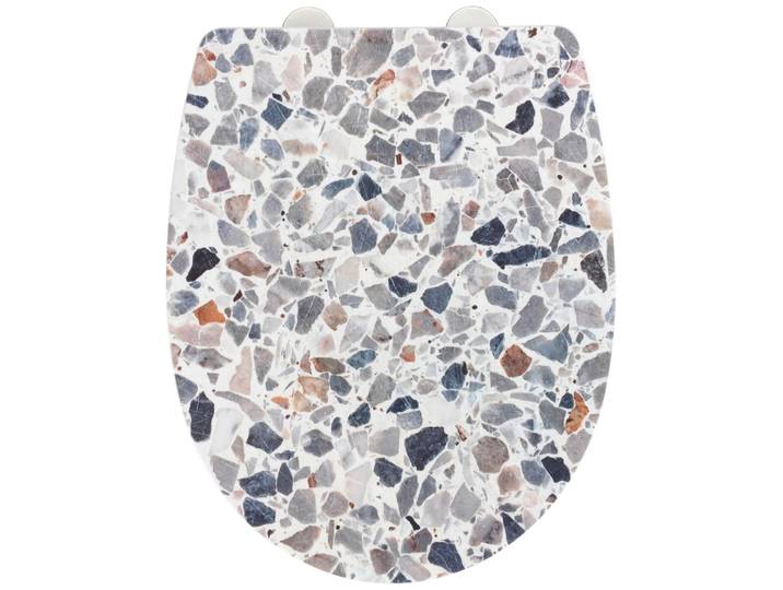 WC-Sitz WENKO Terrazzo High Gloss , bunt, B:36,5cm L:45cm, Edelstahl, Thermoplast, WC-Sitze, WC-Sitz, Thermoplast