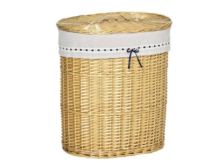 Homcom Wäschekorb, Weidenrute, Naturholz, Naturfarben, Holz, 38x57x51 cm, Haushalt & Reinigung, Wäschepflege, Wäschekörbe & Tonnen
