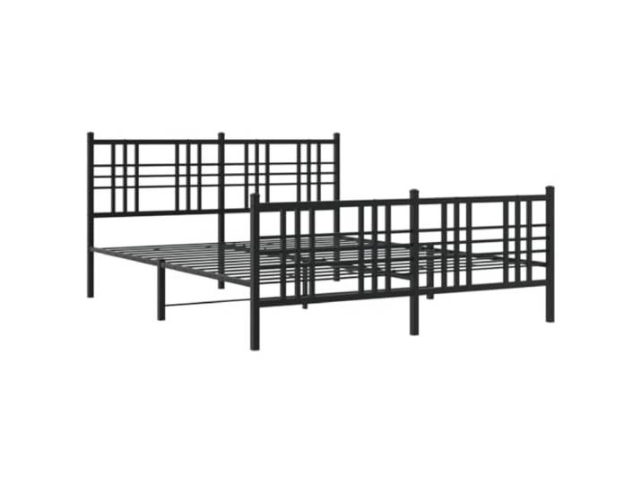 KTHLBRH Bettgestell aus Metall, schwarz, 150 x 200 cm Robuster Stahl, Stauraum unten, funktionales Kopfteil, Montage erforderlich