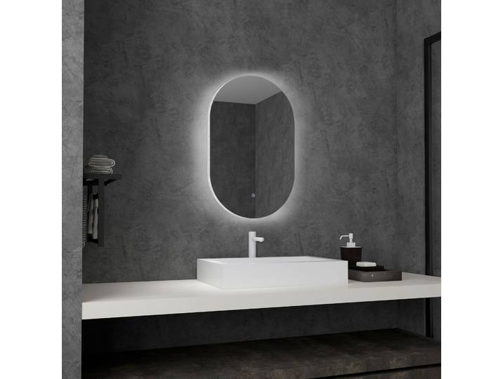 kleankin Miroir Ovale LED Salle Bain 81x51cm Luminosité