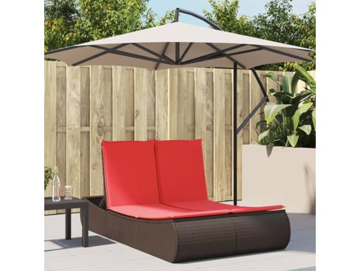 HFUDPOF Doppelliege mit Auflagen Braun Poly Rattan Verstellbar 3-fach verstellbar, abnehmbare waschbare Kissenbezüge, PE Rattan, pflegeleicht, witterungsbeständig
