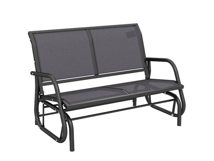 ComfortXL Gartenbank De-15233 2-Sitzer mit ergonomischen Armlehnen Grau, Metall, 304.8x215.9x177.8 cm, Gartenmöbel, Gartenbänke