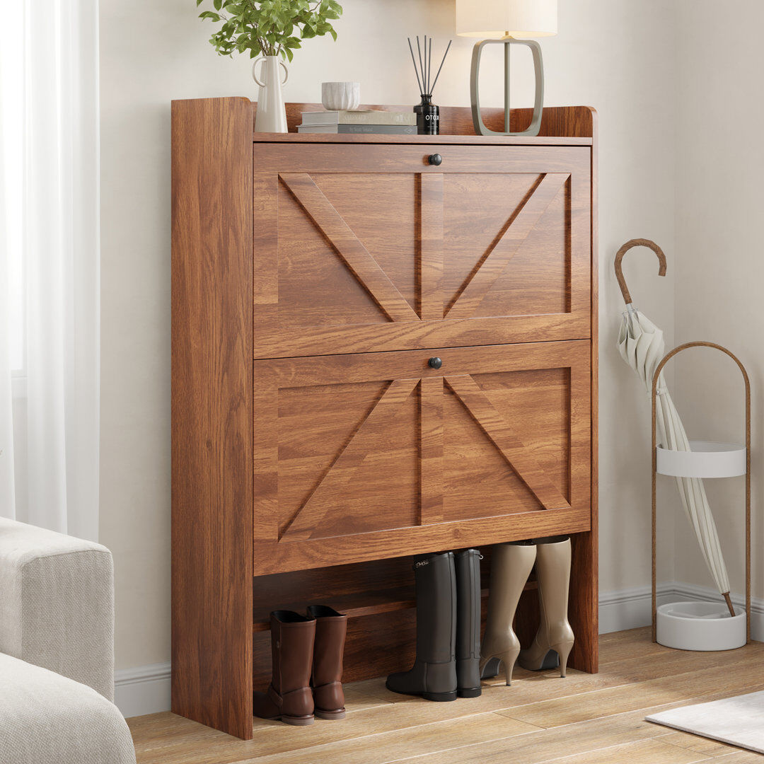 Brambly Cottage 16 Pair Shoe Storage Cabinet Walnut 20