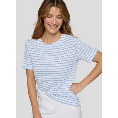 T-Shirt RABE, Damen, Gr. 42, ozean, Strick, Obermaterial: 60% Baumwolle, 40% Polyester, gestreift, normal hüftbedeckend, Rundhals, Shirts T-Shirt, gestreift, im Strick-Look