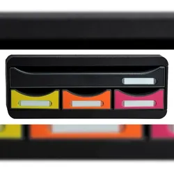 Exacompta 319798D 1x TOOLBOX MINI 4 Schubladen Black Office - Regenbogen