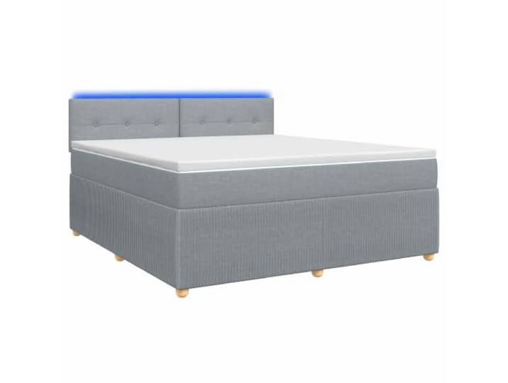 KTHLBRH Boxspringbett mit Matratze Hellgrau 160 x 200 cm Verstellbares Kopfteil, mittlere Härte, mehrfarbige USB-Streifen, abnehmbare Bezüge, Holztechnik