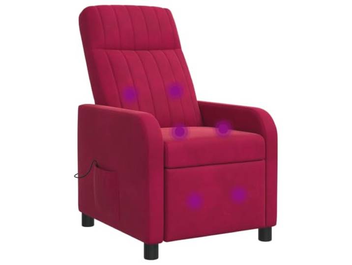 NLQMSU Massagesessel, neigbar, Bordeauxrot Velours 100 % Polyester, Rahmen aus Metall und Holz, Neigung 115 ° - 160 °, 6 Massagepunkte, Fernbedienung