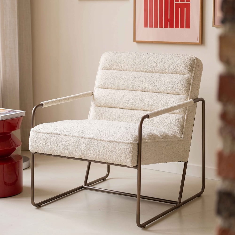 Oviala Sillón de alfombra de rizo marfil