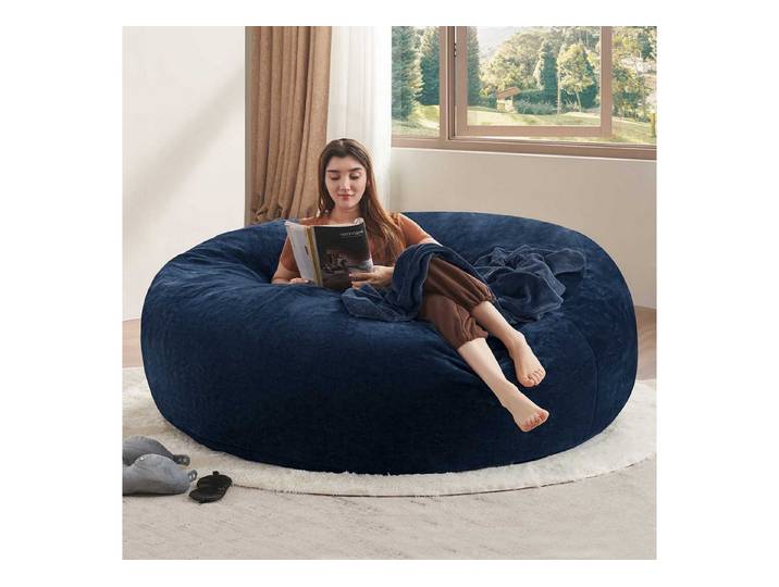 VUZINIC Sitzsack 6ft mit Füllung, für Groß & Klein, weich (1 St), maschinenwaschbarer Bezug, Blau