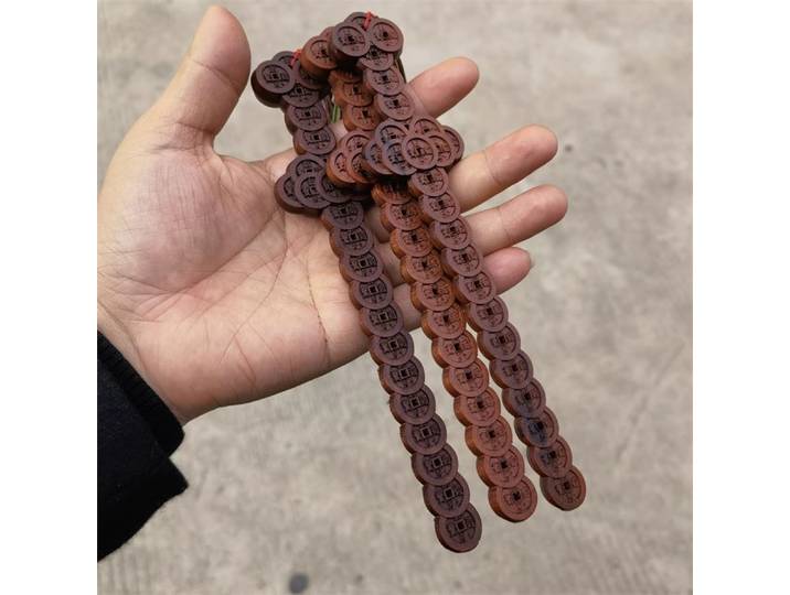 Pièces de monnaie en cuivre gravées sur bois de 20 cm, petite épée en bois avec pompons, artisanat culturel taoïste