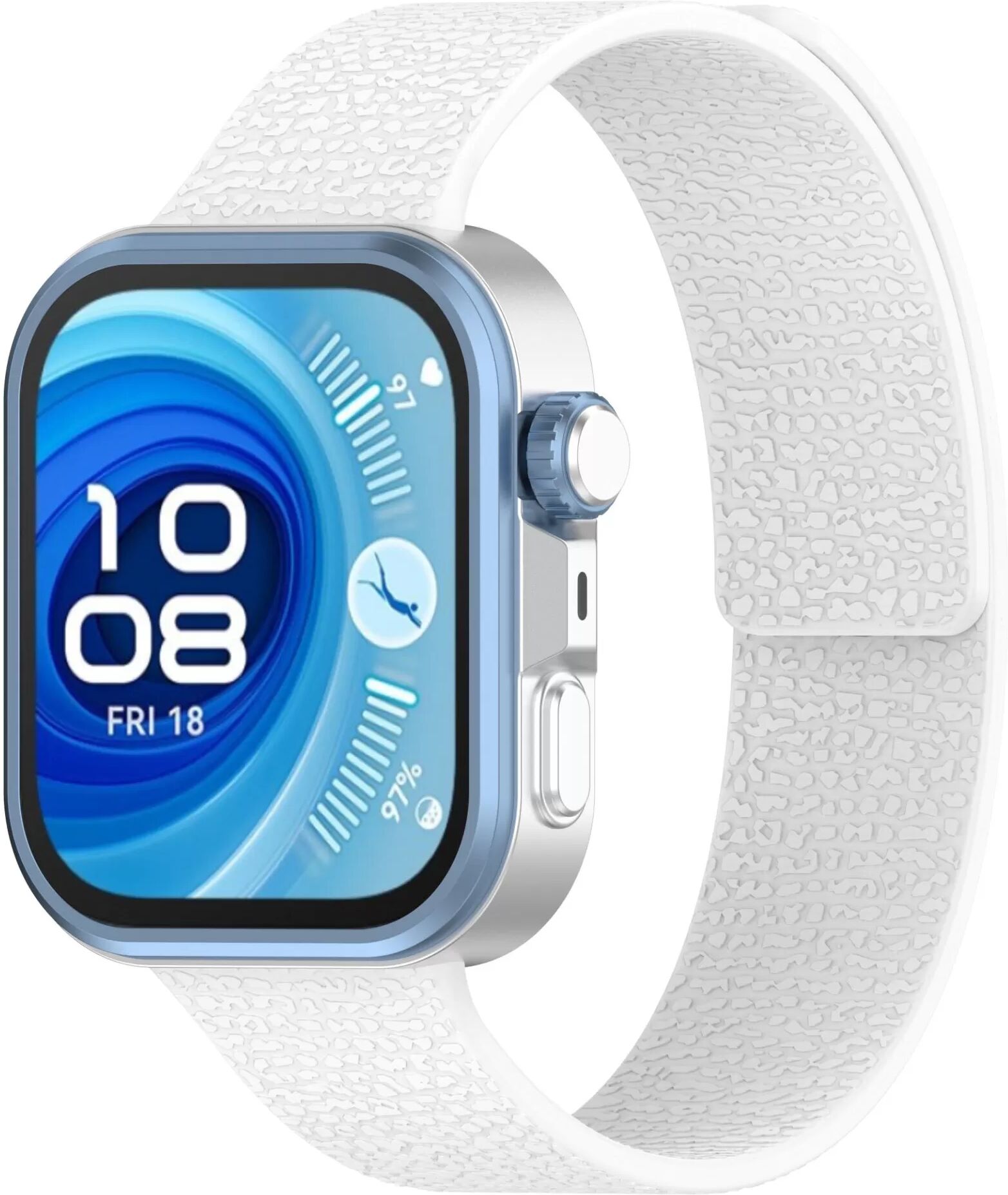 INF Weiches magnetisches Armband mit Lychee-Muster, kompatibel mit Huawei Fit 4, Fit 4 Pro, Fit 3 Weiß
