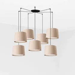 Faro Pendelleuchte SAMBA 7xE27, IP20, schwarz, beige FAR-64314-44-7L