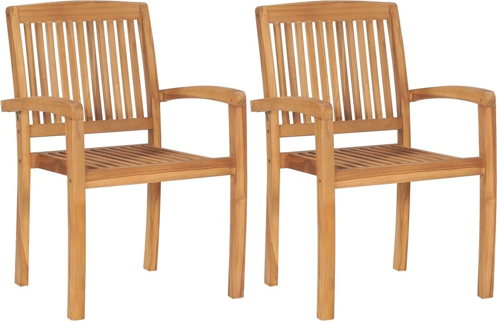 Gartenstühle 2 Stk. Rote Karomuster Kissen Massivholz Teak