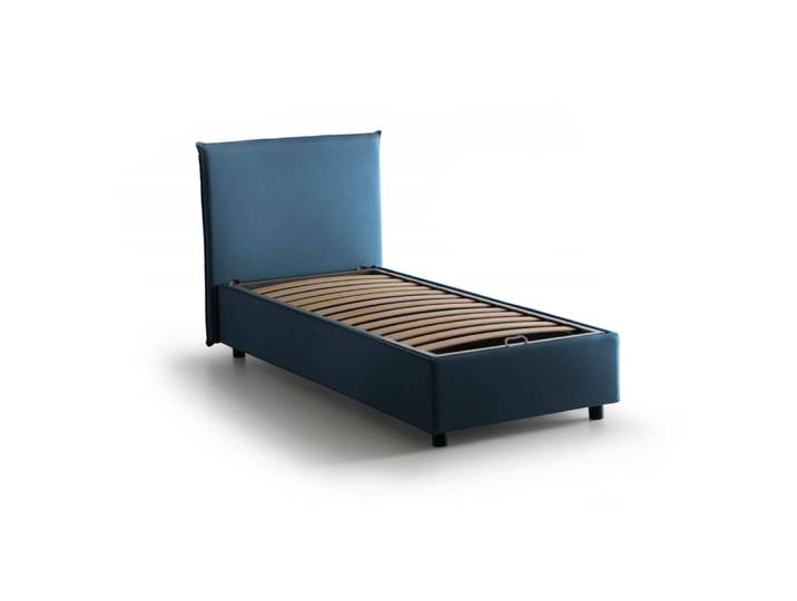 Lit simple en tissu bleu 80x200 cm